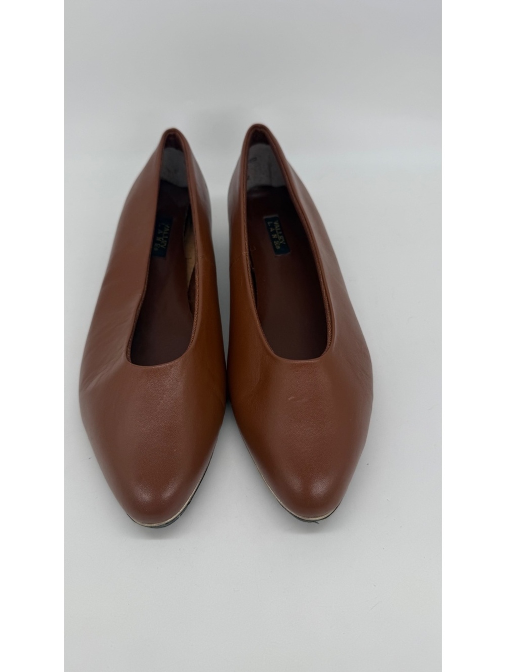 Vintage 1990s Valley Lane Brown Leather Flats Women’s 11W Wide New Old Stock